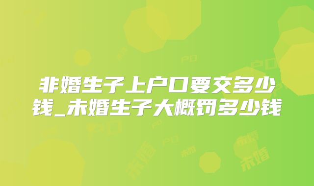 非婚生子上户口要交多少钱_未婚生子大概罚多少钱