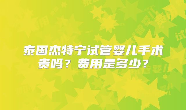 泰国杰特宁试管婴儿手术贵吗？费用是多少？