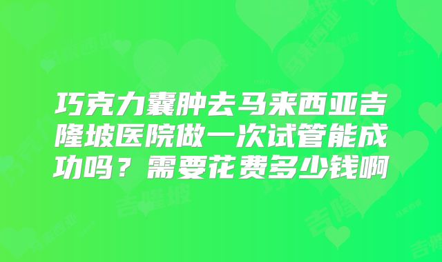 巧克力囊肿去马来西亚吉隆坡医院做一次试管能成功吗？需要花费多少钱啊