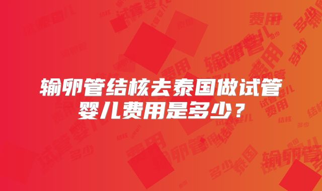 输卵管结核去泰国做试管婴儿费用是多少?