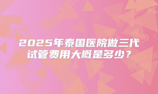 2025年泰国医院做三代试管费用大概是多少?