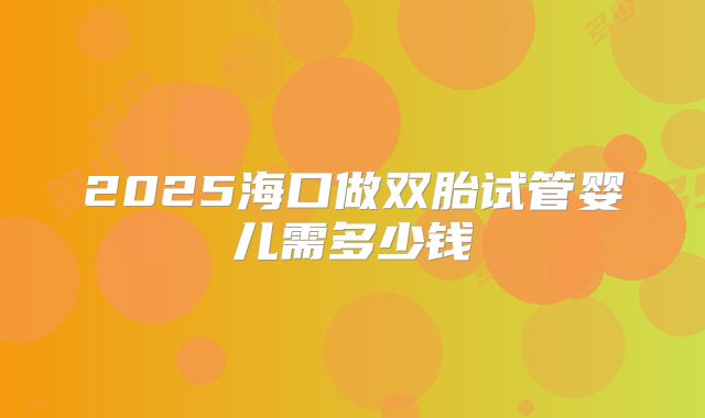 2025海口做双胎试管婴儿需多少钱