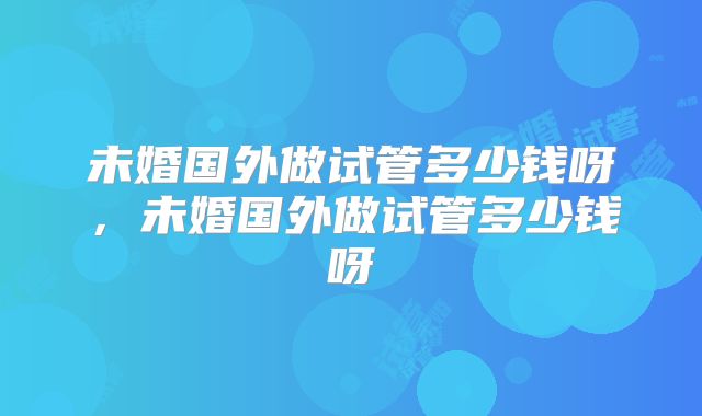 未婚国外做试管多少钱呀,未婚国外做试管多少钱呀
