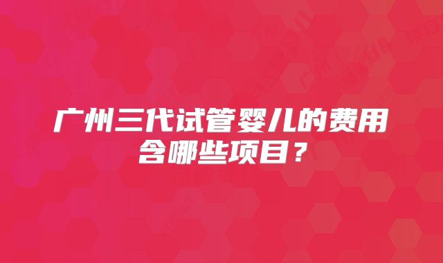 广州三代试管婴儿的费用含哪些项目?