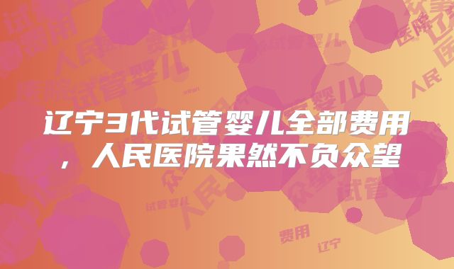 辽宁3代试管婴儿全部费用,人民医院果然不负众望