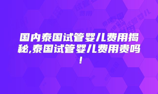 国内泰国试管婴儿费用揭秘,泰国试管婴儿费用贵吗！