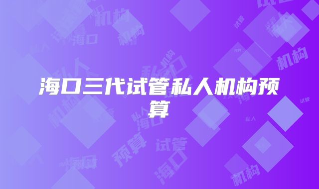 海口三代试管私人机构预算