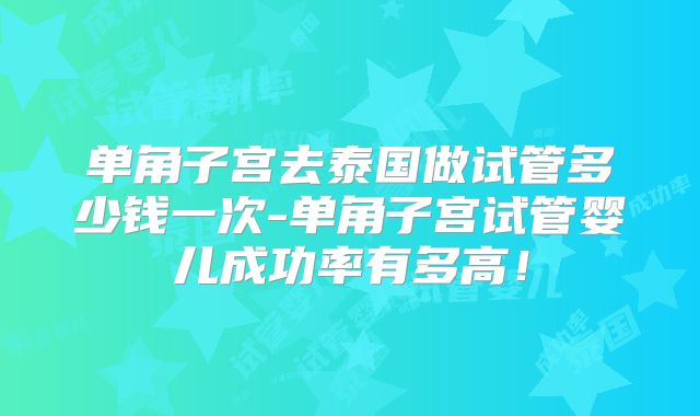 单角子宫去泰国做试管多少钱一次-单角子宫试管婴儿成功率有多高！