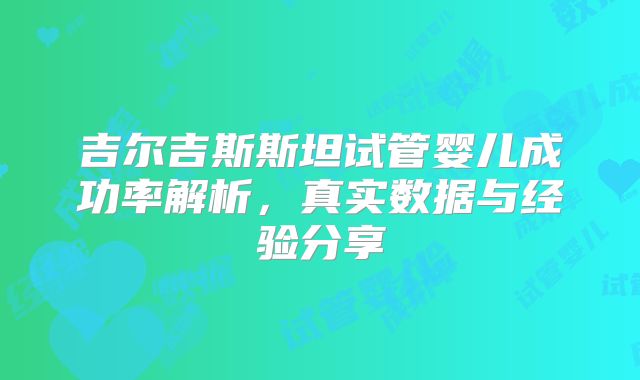 吉尔吉斯斯坦试管婴儿成功率解析，真实数据与经验分享