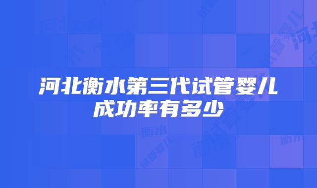 河北衡水第三代试管婴儿成功率有多少