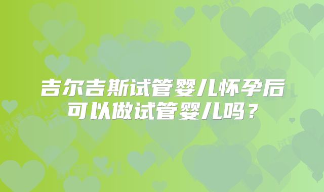 吉尔吉斯试管婴儿怀孕后可以做试管婴儿吗？