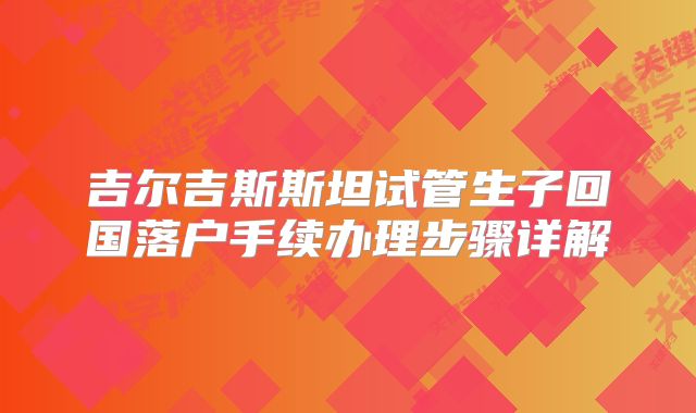 吉尔吉斯斯坦试管生子回国落户手续办理步骤详解