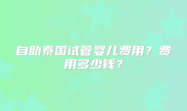 自助泰国试管婴儿费用？费用多少钱？