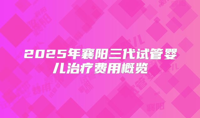 2025年襄阳三代试管婴儿治疗费用概览