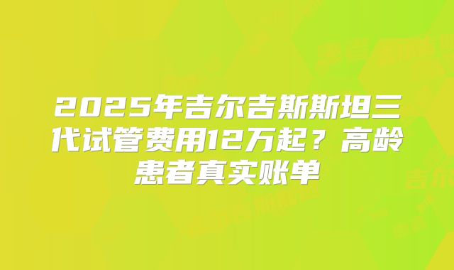 2025年吉尔吉斯斯坦三代试管费用12万起？高龄患者真实账单