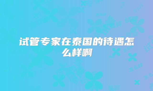 试管专家在泰国的待遇怎么样啊