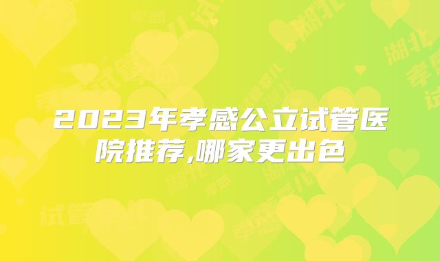 2023年孝感公立试管医院推荐,哪家更出色