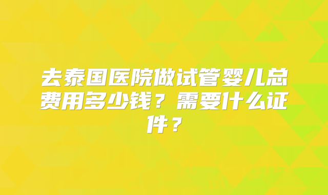 去泰国医院做试管婴儿总费用多少钱?需要什么证件?