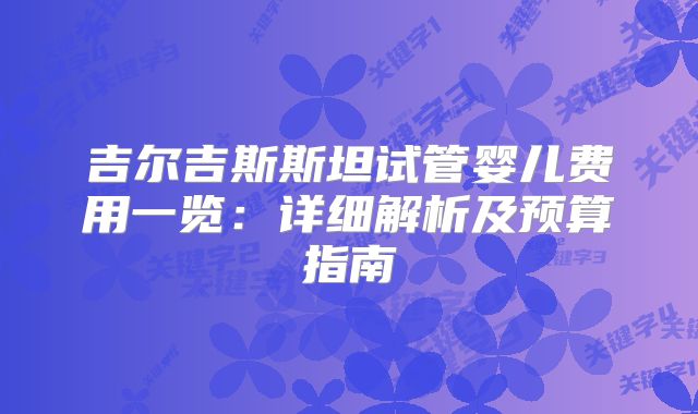 吉尔吉斯斯坦试管婴儿费用一览：详细解析及预算指南