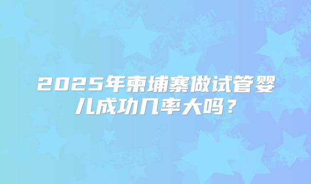 2025年柬埔寨做试管婴儿成功几率大吗？