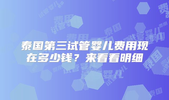 泰国第三试管婴儿费用现在多少钱？来看看明细