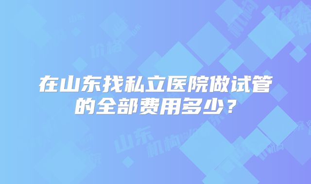 在山东找私立医院做试管的全部费用多少？