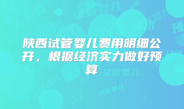 陕西试管婴儿费用明细公开，根据经济实力做好预算