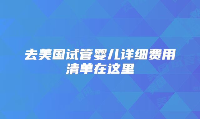 去美国试管婴儿详细费用清单在这里