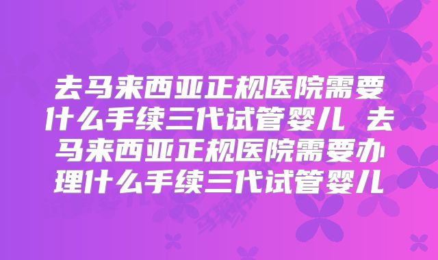 去马来西亚正规医院需要什么手续三代试管婴儿 去马来西亚正规医院需要办理什么手续三代试管婴儿