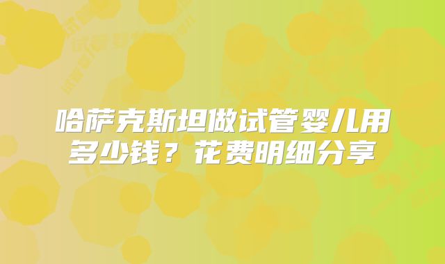 哈萨克斯坦做试管婴儿用多少钱？花费明细分享