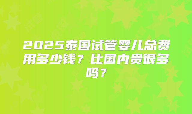 2025泰国试管婴儿总费用多少钱？比国内贵很多吗？