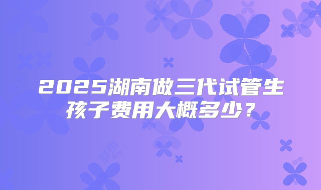 2025湖南做三代试管生孩子费用大概多少？
