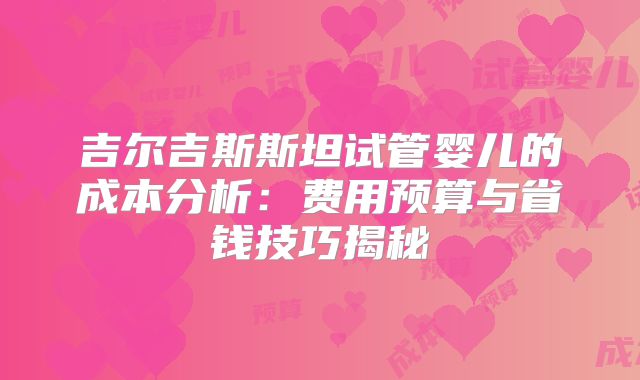 吉尔吉斯斯坦试管婴儿的成本分析：费用预算与省钱技巧揭秘