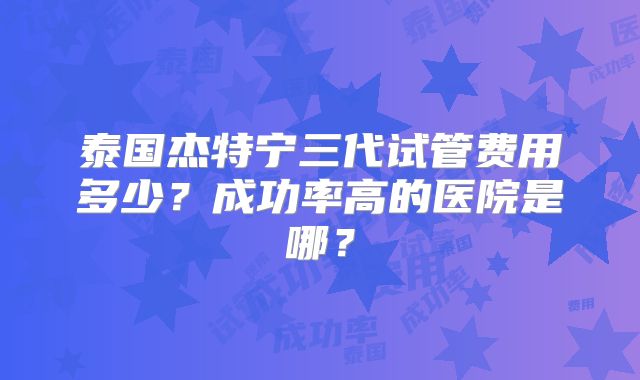 泰国杰特宁三代试管费用多少？成功率高的医院是哪？