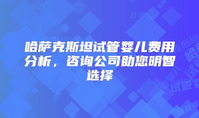 哈萨克斯坦试管婴儿费用分析，咨询公司助您明智选择