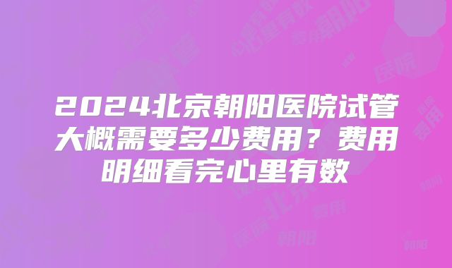 2024北京朝阳医院试管大概需要多少费用？费用明细看完心里有数