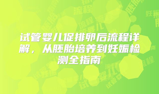 试管婴儿促排卵后流程详解，从胚胎培养到妊娠检测全指南