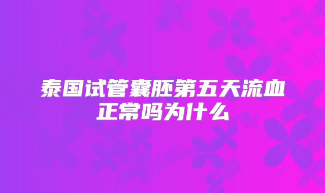 泰国试管囊胚第五天流血正常吗为什么