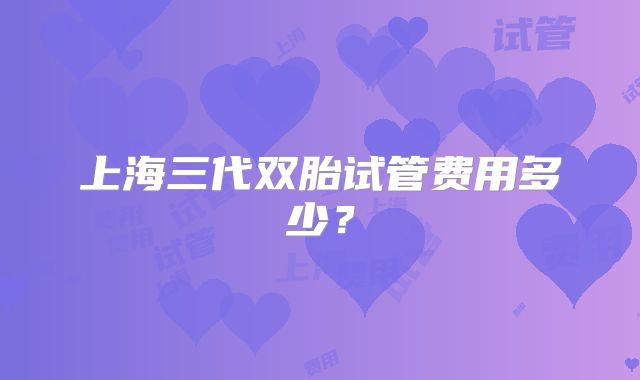 上海三代双胎试管费用多少？
