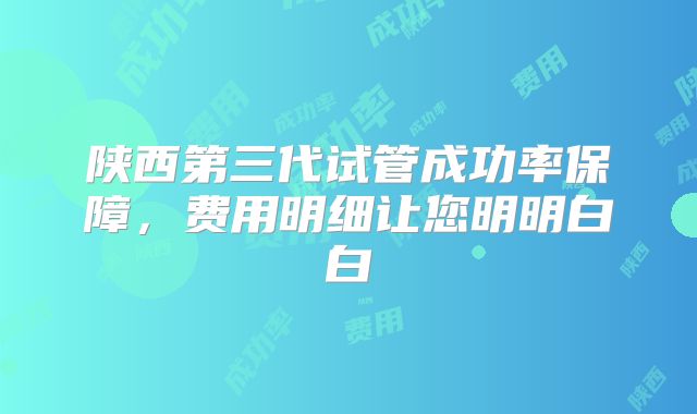 陕西第三代试管成功率保障，费用明细让您明明白白