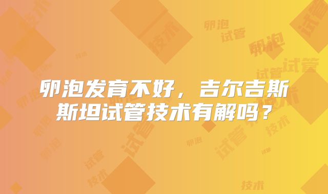 卵泡发育不好，吉尔吉斯斯坦试管技术有解吗？