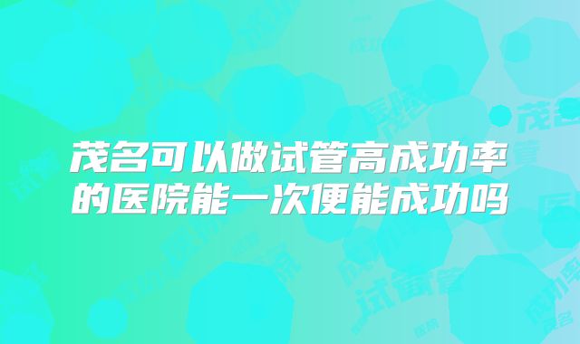 茂名可以做试管高成功率的医院能一次便能成功吗