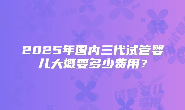 2025年国内三代试管婴儿大概要多少费用?