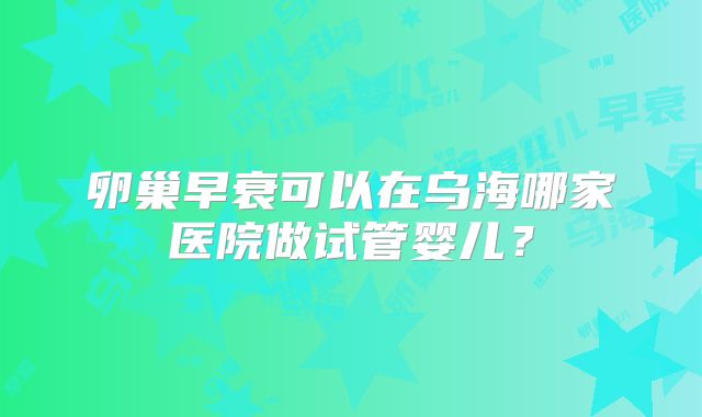 卵巢早衰可以在乌海哪家医院做试管婴儿？
