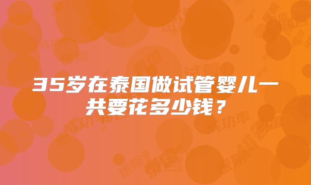 35岁在泰国做试管婴儿一共要花多少钱？