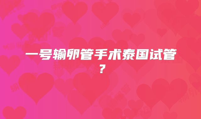 一号输卵管手术泰国试管？