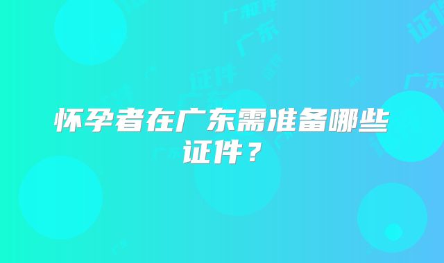 怀孕者在广东需准备哪些证件？