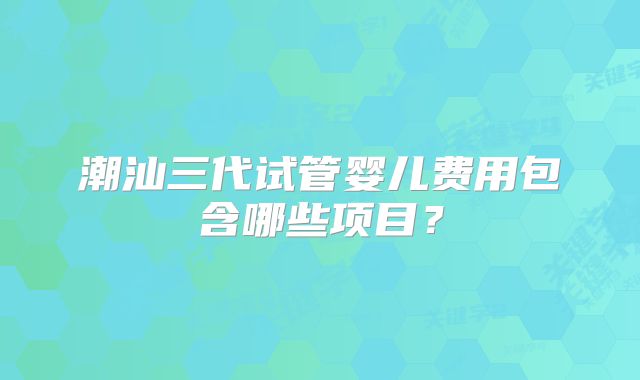 潮汕三代试管婴儿费用包含哪些项目？