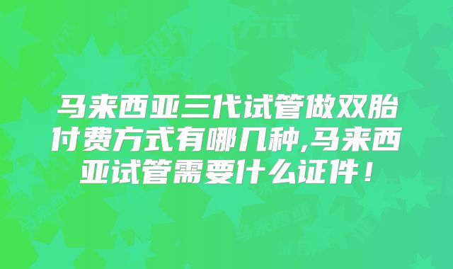 马来西亚三代试管做双胎付费方式有哪几种,马来西亚试管需要什么证件!
