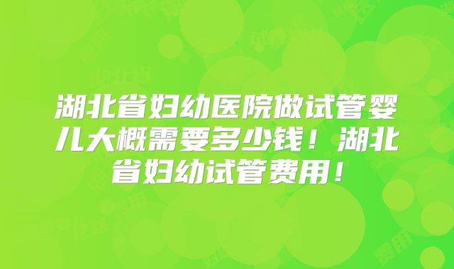 湖北省妇幼医院做试管婴儿大概需要多少钱！湖北省妇幼试管费用！